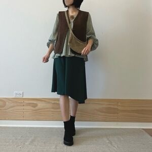 H&M Dark Teal Midi Asymmetrical Skirt